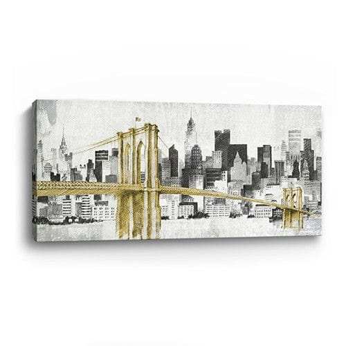 Nyc Golden Bridge Skyline Unframed Print Wall Art - Homeroots - Flyclothing LLC