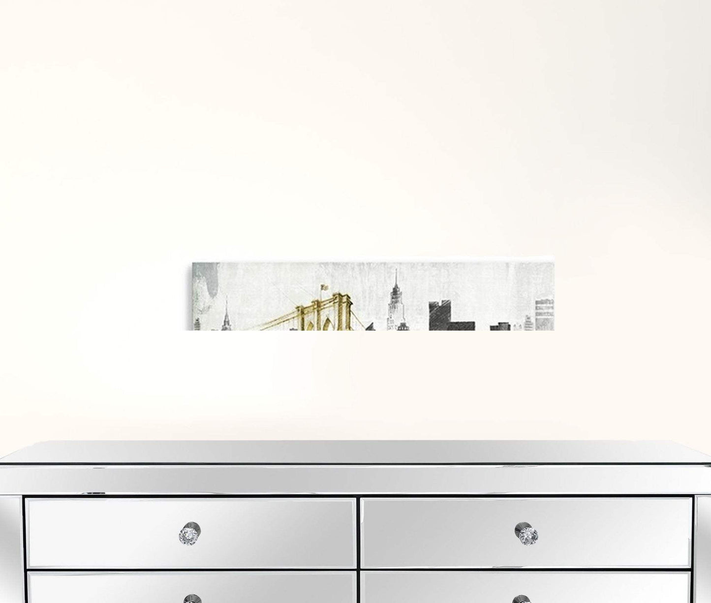Nyc Golden Bridge Skyline Unframed Print Wall Art - Homeroots - Flyclothing LLC