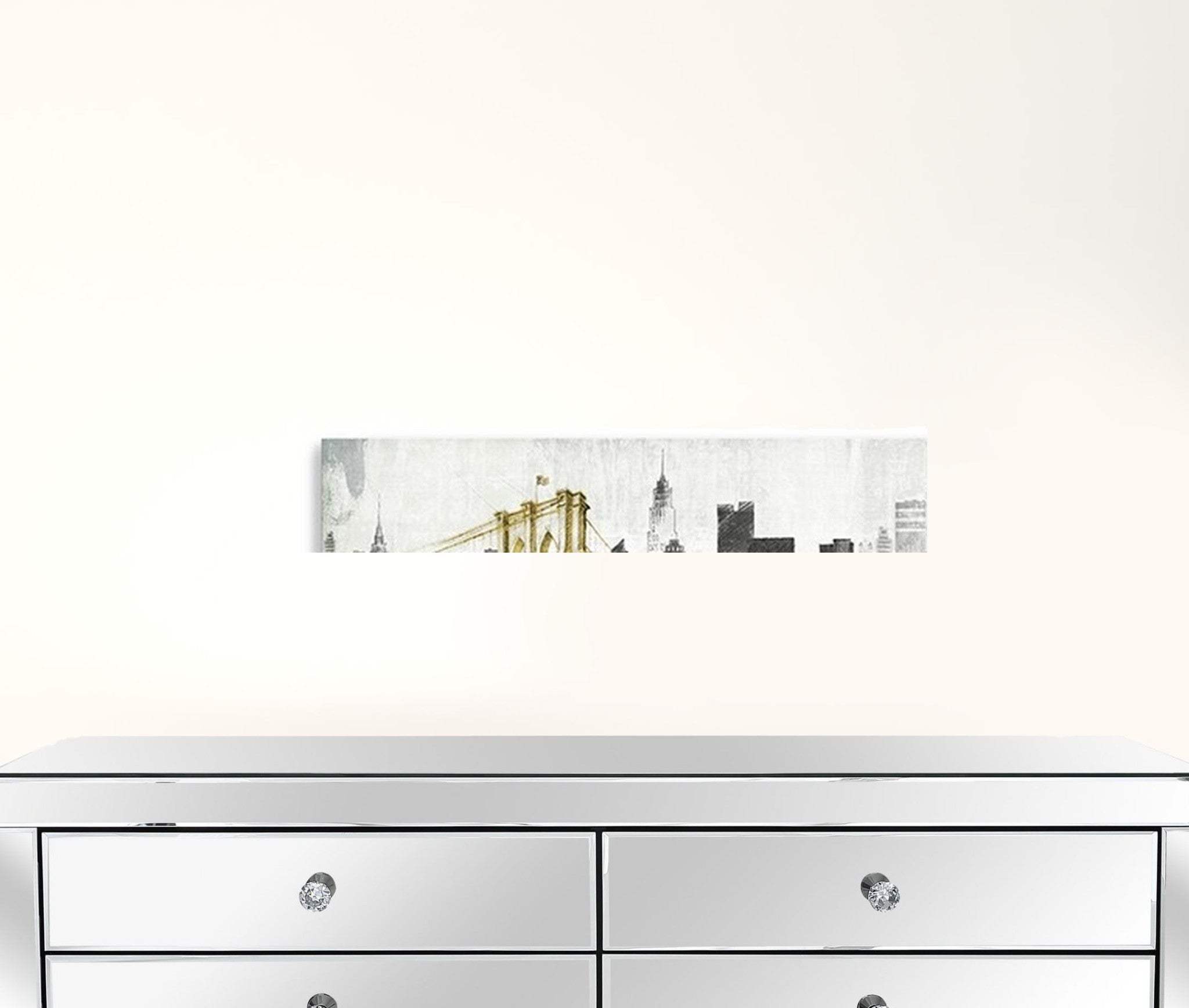Nyc Golden Bridge Skyline Unframed Print Wall Art - Homeroots - Flyclothing LLC