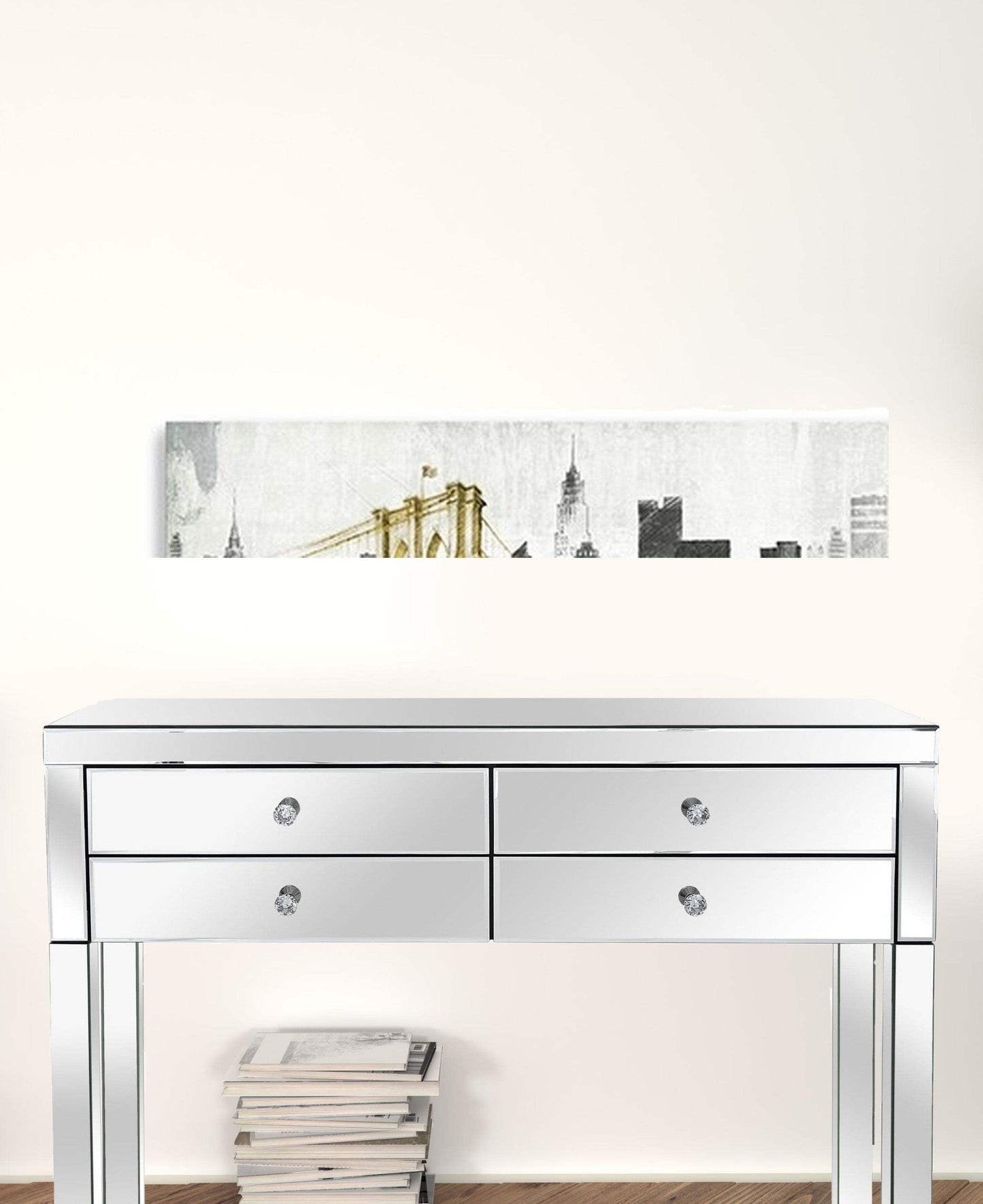 Nyc Golden Bridge Skyline Unframed Print Wall Art - Homeroots - Flyclothing LLC