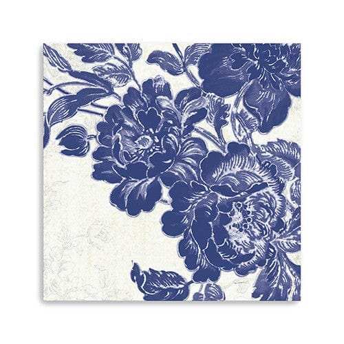 Blue Toile Rose Unframed Print Wall Art - Homeroots - Flyclothing LLC