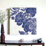 Blue Toile Rose Unframed Print Wall Art - Homeroots - Flyclothing LLC