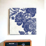 Blue Toile Rose Unframed Print Wall Art - Homeroots - Flyclothing LLC