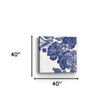 Blue Toile Rose Unframed Print Wall Art - Homeroots - Flyclothing LLC