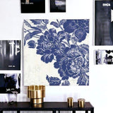 Blue Toile Rose Unframed Print Wall Art - Homeroots - Flyclothing LLC
