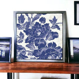Blue Toile Roses Unframed Print Wall Art - Homeroots - Flyclothing LLC