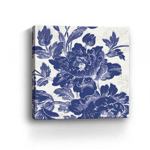 Blue Toile Roses Unframed Print Wall Art - Homeroots - Flyclothing LLC