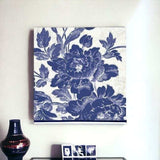 Blue Toile Roses Unframed Print Wall Art - Homeroots - Flyclothing LLC