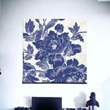 Blue Toile Roses Unframed Print Wall Art - Homeroots - Flyclothing LLC