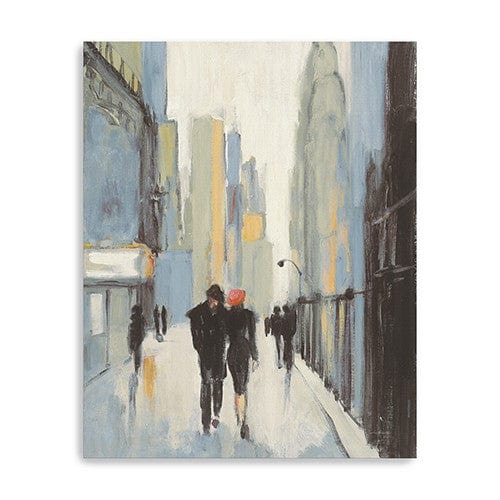 20" x 16" Watercolor Walk in the City Canvas Wall Art - Homeroots