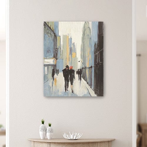 20" x 16" Watercolor Walk in the City Canvas Wall Art - Homeroots