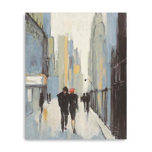 30" x 24" Watercolor Walk in the City Canvas Wall Art - Homeroots - Flyclothing LLC