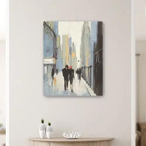 30" x 24" Watercolor Walk in the City Canvas Wall Art - Homeroots