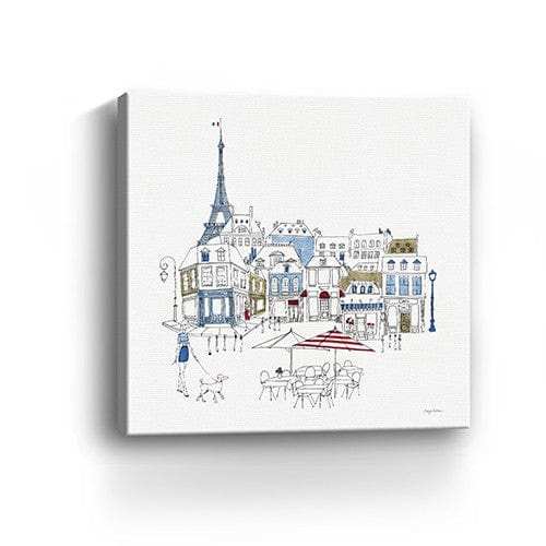 French Caf With Red And Blue Accents Unframed Print Wall Art - Homeroots - Flyclothing LLC