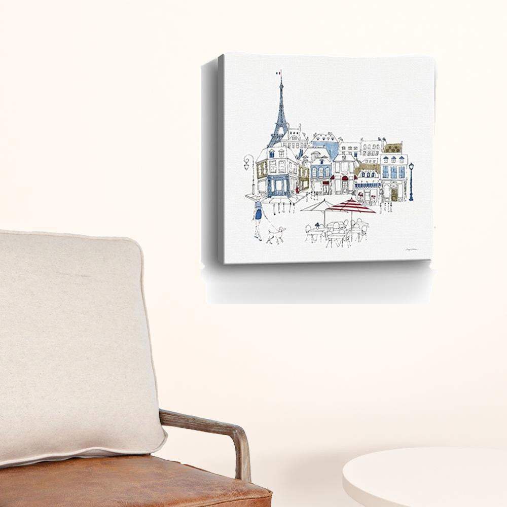 French Caf With Red And Blue Accents Unframed Print Wall Art - Homeroots - Flyclothing LLC