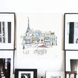 French Caf With Red And Blue Accents Unframed Print Wall Art - Homeroots - Flyclothing LLC
