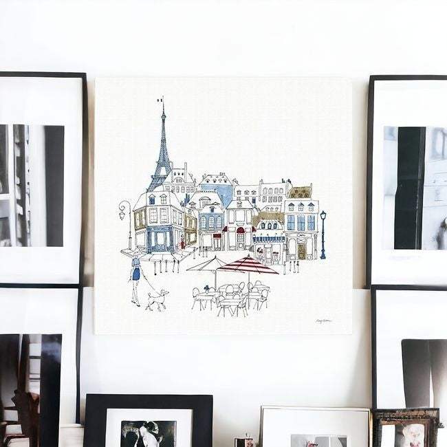French Caf With Red And Blue Accents Unframed Print Wall Art - Homeroots - Flyclothing LLC