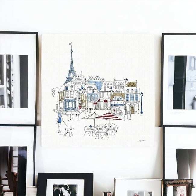 French Caf With Red And Blue Accents Unframed Print Wall Art - Homeroots - Flyclothing LLC