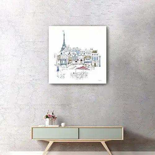 French Caf With Red And Blue Accents Unframed Print Wall Art - Homeroots - Flyclothing LLC