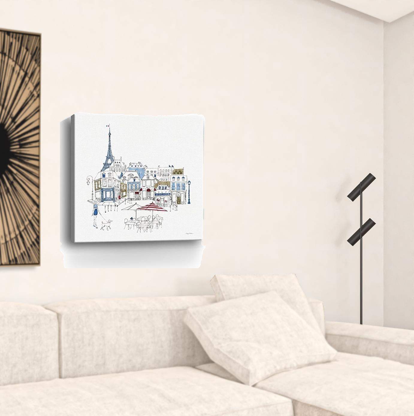 French Caf With Red And Blue Accents Unframed Print Wall Art - Homeroots - Flyclothing LLC