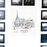 French Caf With Red And Blue Accents Unframed Print Wall Art - Homeroots - Flyclothing LLC