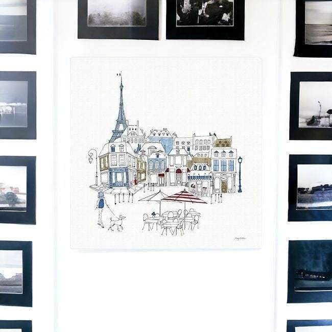 French Caf With Red And Blue Accents Unframed Print Wall Art - Homeroots - Flyclothing LLC