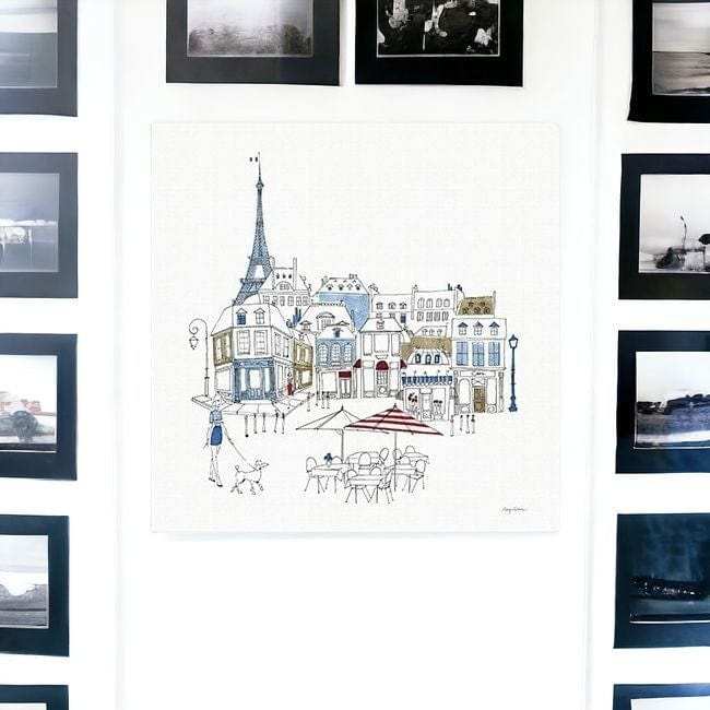 French Caf With Red And Blue Accents Unframed Print Wall Art - Homeroots - Flyclothing LLC