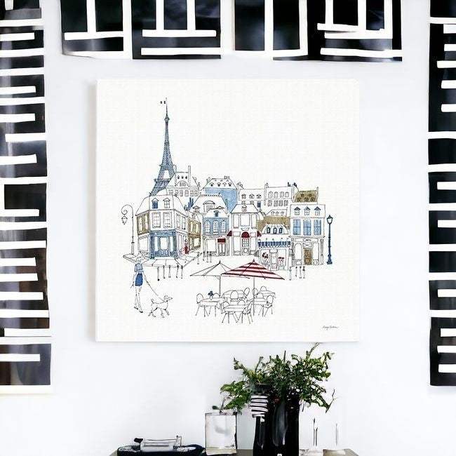 French Caf With Red And Blue Accents Unframed Print Wall Art - Homeroots - Flyclothing LLC