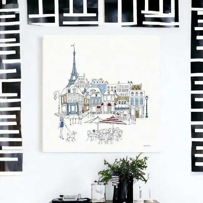 French Caf With Red And Blue Accents Unframed Print Wall Art - Homeroots - Flyclothing LLC