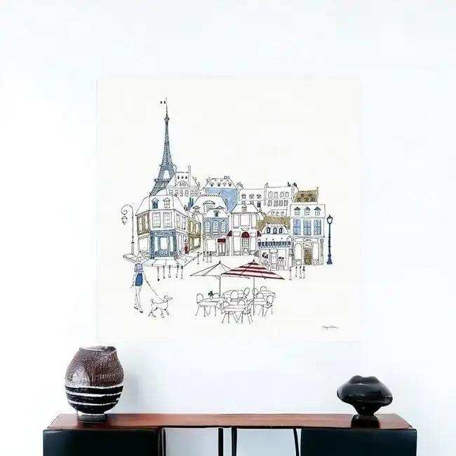French Caf With Red And Blue Accents Unframed Print Wall Art - Homeroots - Flyclothing LLC