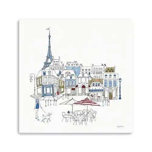 French Caf With Red And Blue Accents Unframed Print Wall Art - Homeroots - Flyclothing LLC
