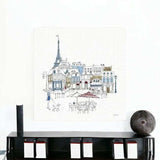 French Caf With Red And Blue Accents Unframed Print Wall Art - Homeroots - Flyclothing LLC