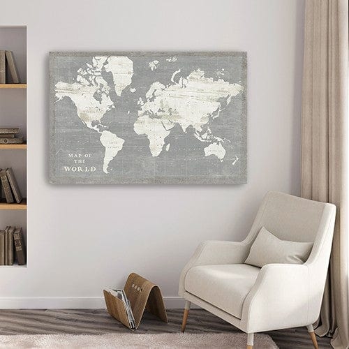 24" Minimalist World Map Canvas Wall Art - Homeroots