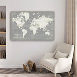 24" Minimalist World Map Canvas Wall Art - Homeroots