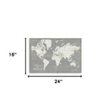 24" Minimalist World Map Canvas Wall Art - Homeroots