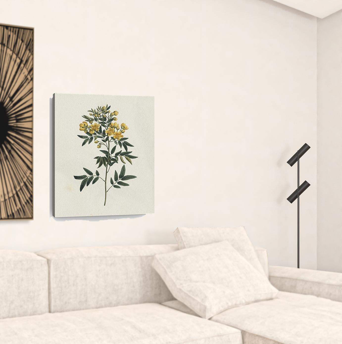 Singular Yellow Blossom Branch Unframed Print Wall Art - Homeroots - Flyclothing LLC