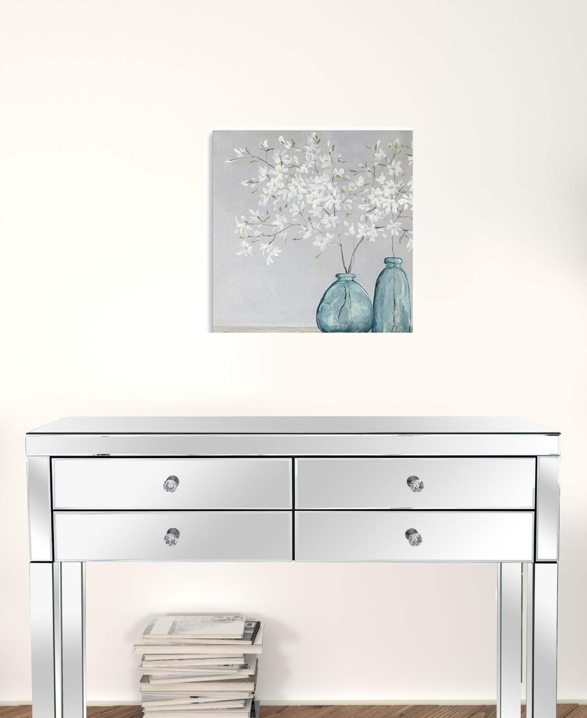 White Spring Flowers Unframed Print Wall Art - Homeroots - Flyclothing LLC