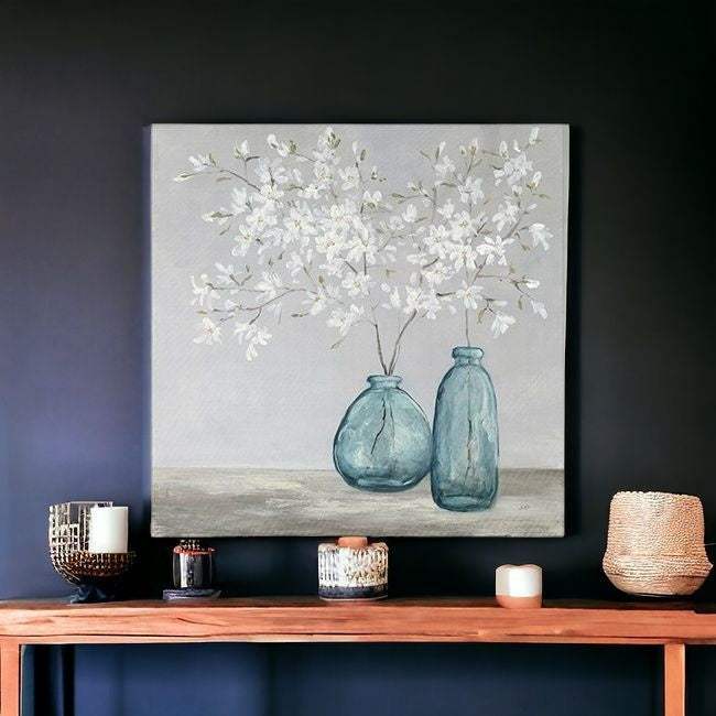 White Spring Flowers Unframed Print Wall Art - Homeroots - Flyclothing LLC