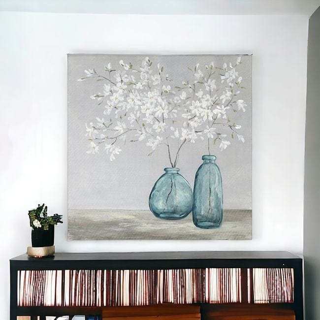 White Spring Flowers Unframed Print Wall Art - Homeroots - Flyclothing LLC