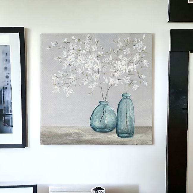 White Spring Flowers Unframed Print Wall Art - Homeroots - Flyclothing LLC