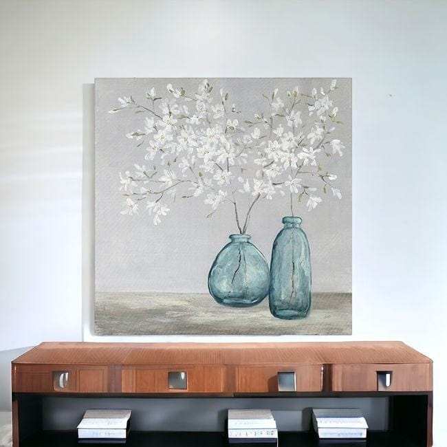 White Spring Flowers Unframed Print Wall Art - Homeroots - Flyclothing LLC