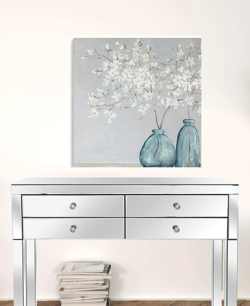 White Spring Flowers Unframed Print Wall Art - Homeroots - Flyclothing LLC