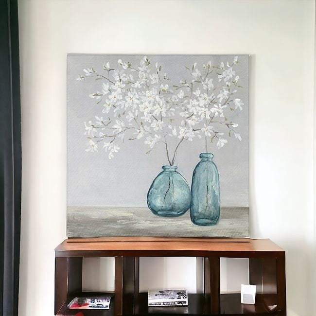 White Spring Flowers Unframed Print Wall Art - Homeroots - Flyclothing LLC