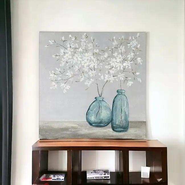 White Spring Flowers Unframed Print Wall Art - Homeroots - Flyclothing LLC