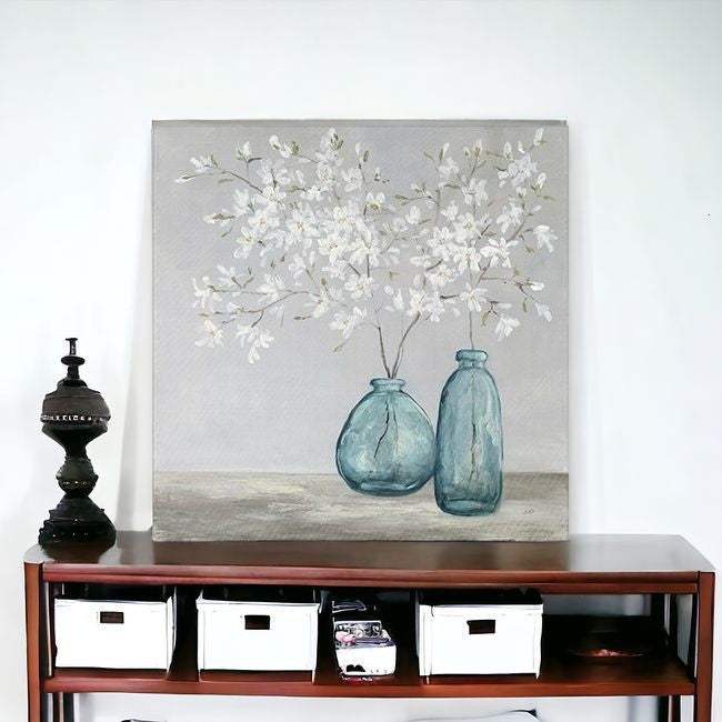 White Spring Flowers Unframed Print Wall Art - Homeroots - Flyclothing LLC