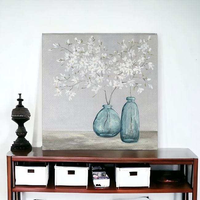 White Spring Flowers Unframed Print Wall Art - Homeroots - Flyclothing LLC