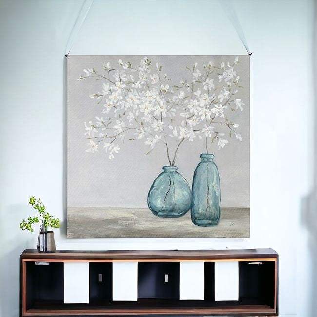 White Spring Flowers Unframed Print Wall Art - Homeroots - Flyclothing LLC