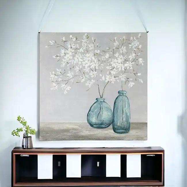 White Spring Flowers Unframed Print Wall Art - Homeroots - Flyclothing LLC