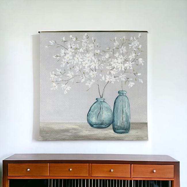 White Spring Flowers Unframed Print Wall Art - Homeroots - Flyclothing LLC