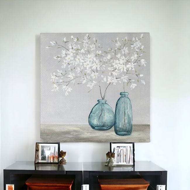 White Spring Flowers Unframed Print Wall Art - Homeroots - Flyclothing LLC